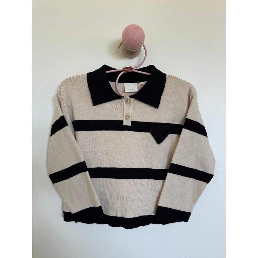 Zara Striped Heart Sweater